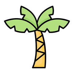 Palm Tree Line Color Icon