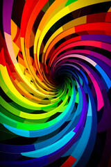 colorful abstract spiral background, vibrant spectrum colors, rainbow core, Generative AI