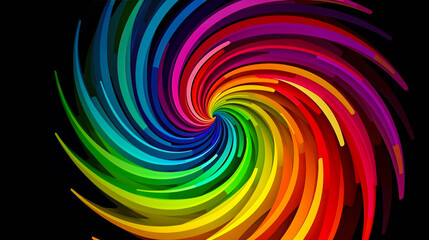 Fototapeta premium colorful abstract spiral background, vibrant spectrum colors, rainbow core, Generative AI