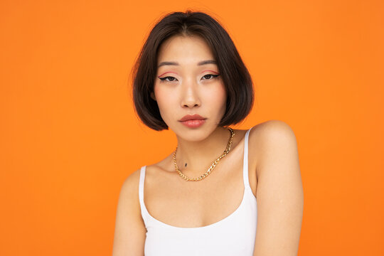 Asian Young Girl With Bob Haircut