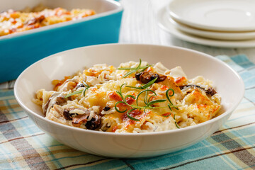 tasty Chicken Mushroom Rice Casserole, top view