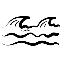 Abstract sketch of sea waves. Stylized seascape. Hand drawn doodle waves. Water sign. Vector illustration.
