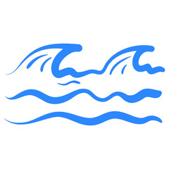 Colorful abstract sketch of sea waves. Stylized seascape. Hand drawn doodle waves. Water sign. Vector illustration.