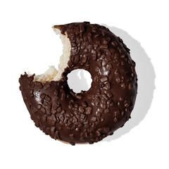 Chocolate donut on white background