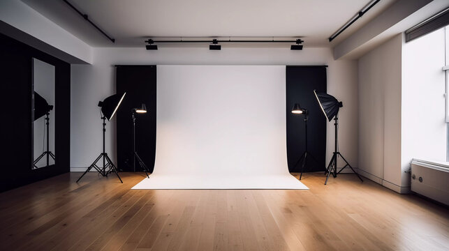 Open Space Photography Studio White Backdrop Lightning modern AI Generated