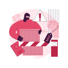 Fototapeta premium Smuggling abstract concept vector illustration. Illegal goods transportation, people trafficking, illicit transfer, immigration with fake documents, crossing border, contraband abstract metaphor.