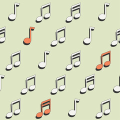 Seamless colored vintage pattern with musical notes. Vector © Alice