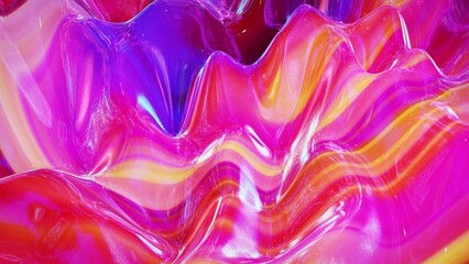 3d rendering abstract fluid background multicolor marble style. Beautiful glossy wavy surface of liquid with pattern, gradient color and waves on it. Creative bright bg