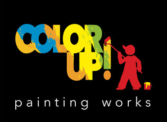 Color up painting works logotype template with painter