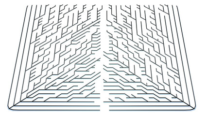 3d render. Abstract black wireframe on white bg. Ai growing geometric pattern of lines form plane, branches of calculations, nodes and intersections. Building solution by ai or neural network.