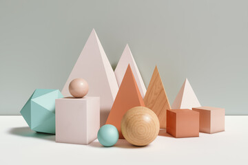 Abstract background of geometric shapes with pastel colors