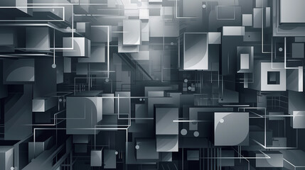 a digital abstract background of squares, in the style of haunting structures, light silver and dark navy, cityscape abstraction, precisionist lines and shapes, busy compositions, Generative AI