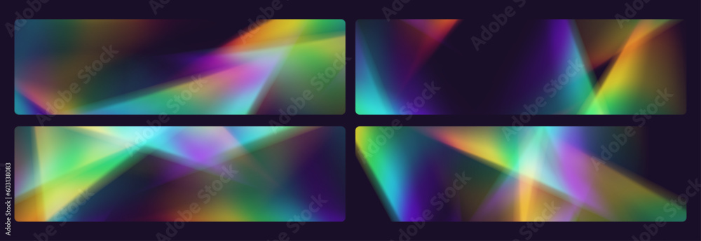 Poster rainbow refraction overlay, leak flare, prism light effect, rainbow sunlight, holographic rays with 