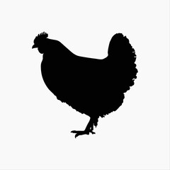hen and chicken,  chicken,  black silhouette on a white background, farm, farm, nature, house, egg