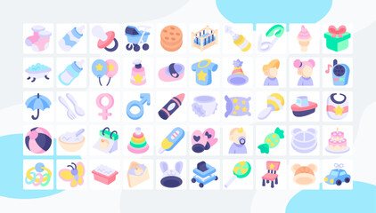Baby Shower flat icons pack