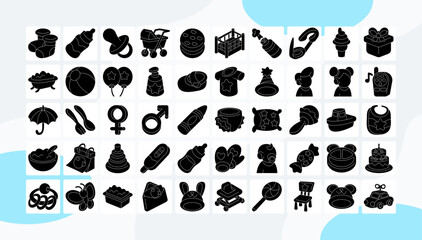 Baby Shower fill icons pack