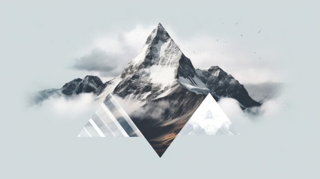 A picture of a mountain with a triangle in the middle. Generative AI image.
