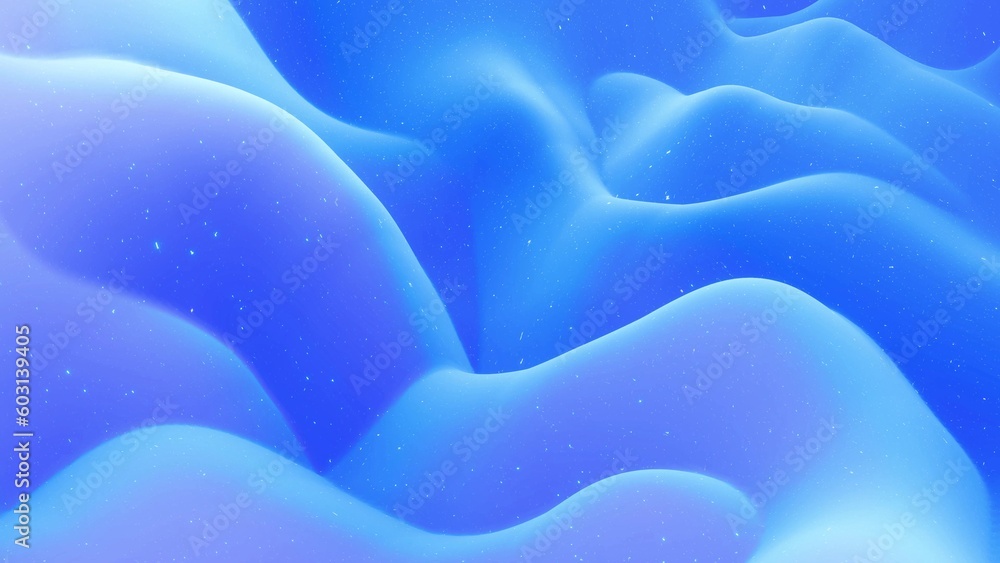 Poster beautiful abstract 3d surface with glitter sparkles, abstract 3d waves on surface. blue gradient, so