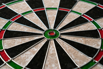 The new classic professional sisal dart target. Close-up, angle view.