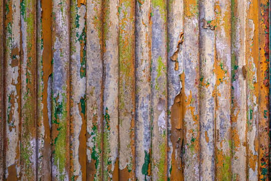 Colorful painted corrugated wall
