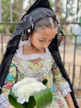 Girl in traditional dress from Valencia