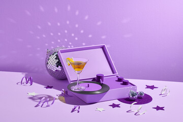 Glass of Wine on a turntable