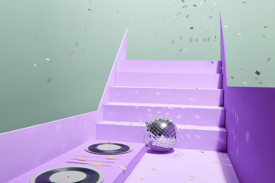 Colourful crystal ball isolated with purple background 