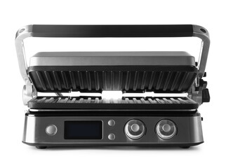 New electric grill on white background