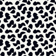 Half circle seamless pattern. Irregular chaotic sliced pieces motif. Hand drawn modern simple geo ornament. Brushstrokes funny print. Freehand doodle design background
