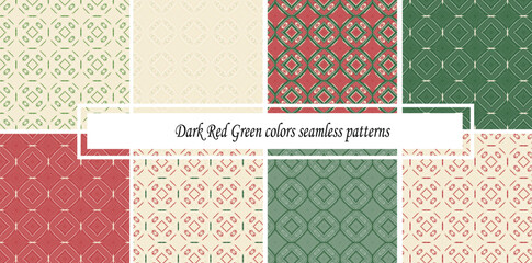 Dark Red green abstract geometric seamless pattern. Scalable vector pattern for textile, wallpapers, background.