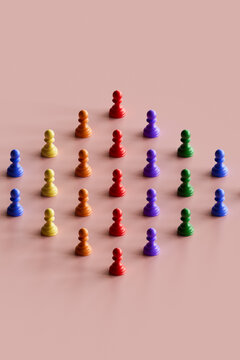 rainbow pawns. 3d render