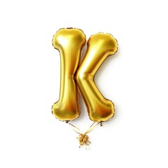 Colorful Gold Alphabet Balloon Isolated on White Background. Letter K. Generative AI illustration.