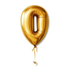 Shiny Golden Alphabet Letter Balloon Isolated on White Background. Letter O. Number 0 shaped balloons. Generative AI illustration.
