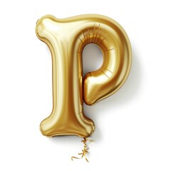 Obraz na płótnie Canvas Shiny Golden Alphabet Letter Balloon Isolated on White Background. Letter P. Generative AI illustration.