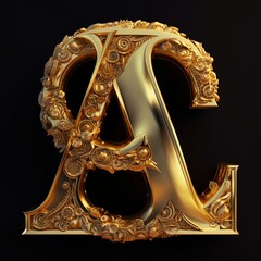 alphabet, skull,  letter, number, 3d, font, symbol, four, 4, text, a, metal, sign, gold, illustration, abc, design, type, icon, metallic, character, golden, digit, typography, shiny, element, generati
