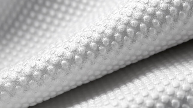 Delicate close-up captures the intricate abstract texture of white soft fabric, perfect for creative advertising projects. Wide web banner. Copy space. Generative AI
