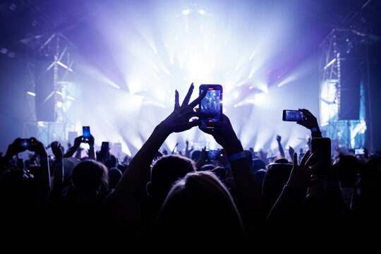 Smartphone crowd at a music event