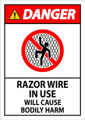 Danger Sign Razor Wire In Use Will Cause Bodily Harm