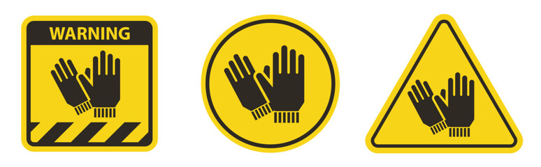 Hand Protection Required Sign On White Background