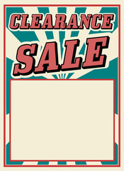 Clearance Sale poster sign retro vintage stripes bursting