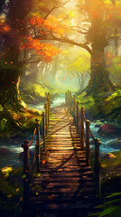 Walkway path for a dreamlike forest environment