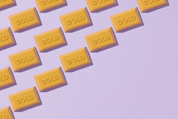 Pattern made of Gold bar in pastel color