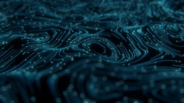 Digital connectivity with this abstract depiction of network data lines and communication particles. Conceptual Representation of Data Networking and Web Communication. 3D render.