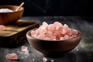 Fototapeta na wymiar Himalayan pink salt in a bowl, generative ai