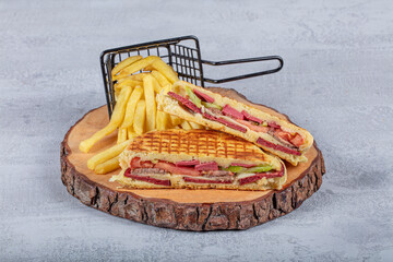 Turkish bazlama toast, flat baked bread toasted. Bazlama, Freshly baked appetizing Turkish...