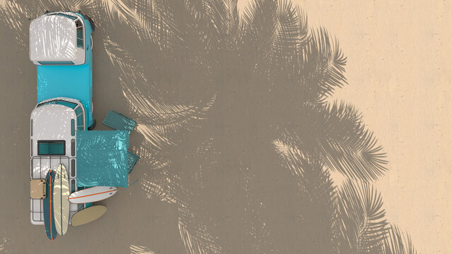 Surfboard camping van 