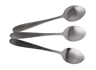 Stainless steel spoons on white background