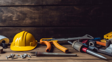 Fototapeta premium Craftsman's Haven: A Wood-themed Website with a Toolbox Full of Possibilities. Timber Workshop: Exploring the World of Woodcraft and Tools