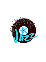 Jazz logo or label. Live music, musical festival symbol. Vector illustration, Lettering  