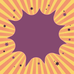 Retro starburst banner. Pop Art halftone background. Cartoon sunburst comic banner. Colorful vintage background.